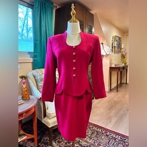 Gorgeous Vibrant Red Blazer and Skirt Set